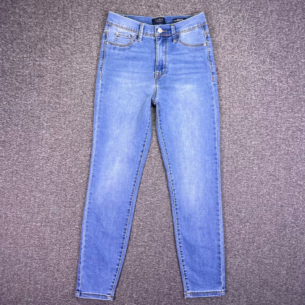 Curve Appeal Jeggings Womens 2/26 Blue High Rise Minimalist Casual Skinny 25x26